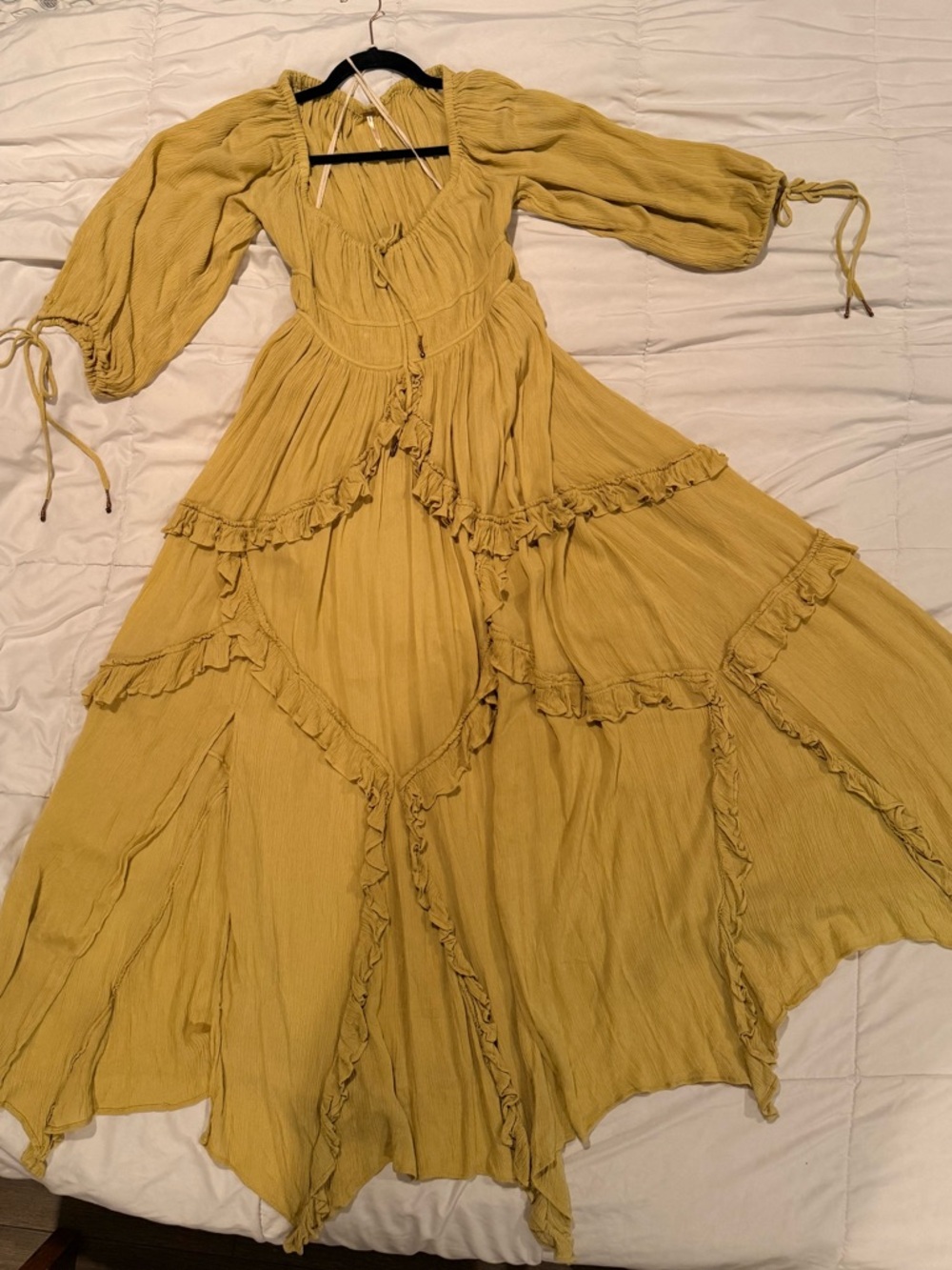 NWOT Free People Tiered Ruffle Maxi Dress in Celery Green - Picture 5 of 5